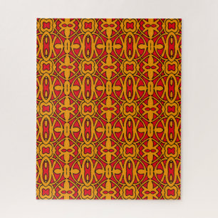 Puzzle Motif dessiné à la main orange et rouge
