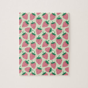 Puzzle Motif d'été fraise rose