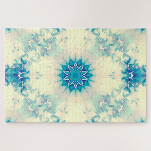 Puzzle Motif d'hiver Frosty Blue Snowflake (Horizontal)