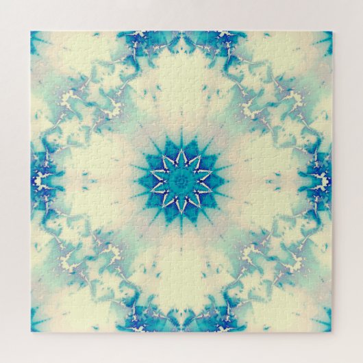 Puzzle Motif d'hiver Frosty Blue Snowflake (Horizontal)