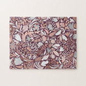 Puzzle Motif d'illustrations florales de Bourgogne rose (Horizontal)