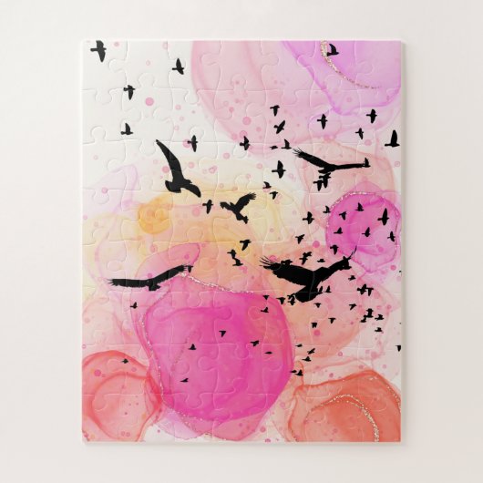 Puzzle motif d'oiseaux colorés Abstraits (Vertical)