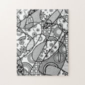 Puzzle Motif Doodle noir et blanc Patchwork 01 (Vertical)