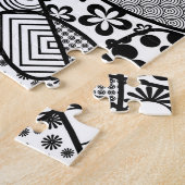 Puzzle Motif Doodle noir et blanc Patchwork 02 (Côté)