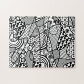 Puzzle Motif Doodle noir et blanc Patchwork 02 (Horizontal)