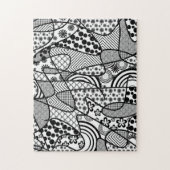 Puzzle Motif Doodle noir et blanc Patchwork 02 (Vertical)