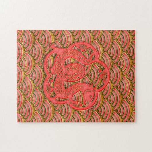 Puzzle Motif d'or rouge Nouvel An du Dragon 2024 (Horizontal)