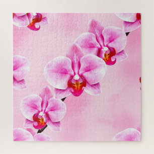 Puzzle Motif d'orchidée rose Fleurs tropicales Pastel dou