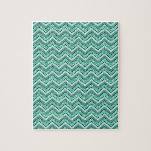 Puzzle Motif Emerald Chevron à facettes (Vertical)