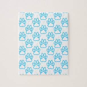 Puzzle Motif Empreinte de patte de Blue Neon Dog