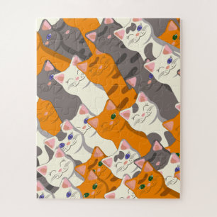 Puzzle Motif en diagonale du chat noir blanc gingembre