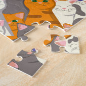 Puzzle Motif en diagonale du chat noir blanc gingembre (Côté)