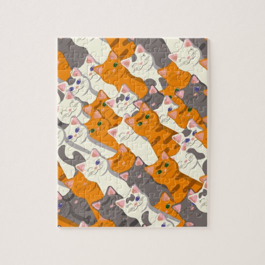 Puzzle Motif en diagonale du chat noir blanc gingembre (Vertical)