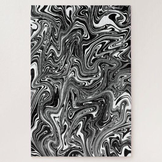 Puzzle Motif en marbre Abstrait noir et blanc (Vertical)