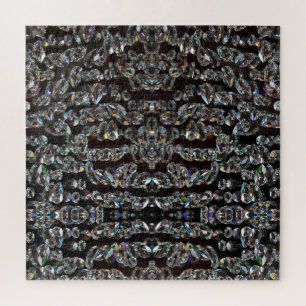 Puzzle motif étincelant diamant élégant argent et noir