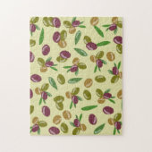 Puzzle Motif Feuille d'olive et d'olive rustique (Vertical)