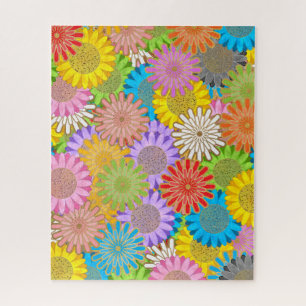 Puzzle Motif Fleur Hippie Chaotique Coloré Lumineux