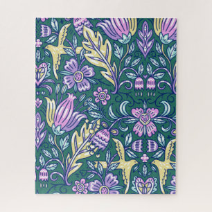 Puzzle Motif Fleurs et Oiseaux de Style Antique