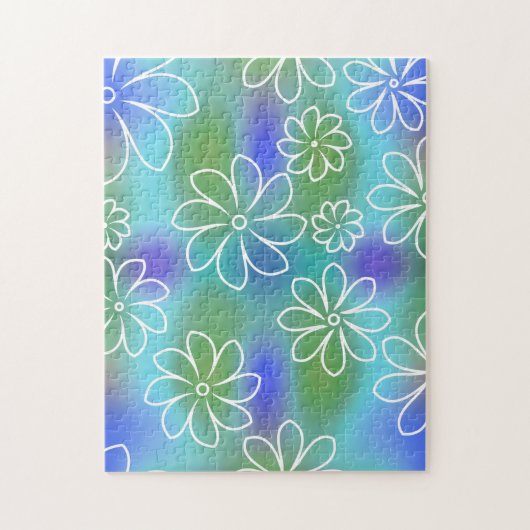 Puzzle Motif floral bleu et vert (Vertical)