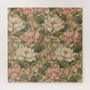 Puzzle Motif floral botanique vintage lotus d'eau