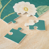 Puzzle Motif floral de lapin mignon sarcelle (Côté)
