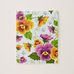 Puzzle Motif floral jaune et rose