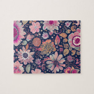 Puzzle Motif Floral mignon Fleurs pourpres