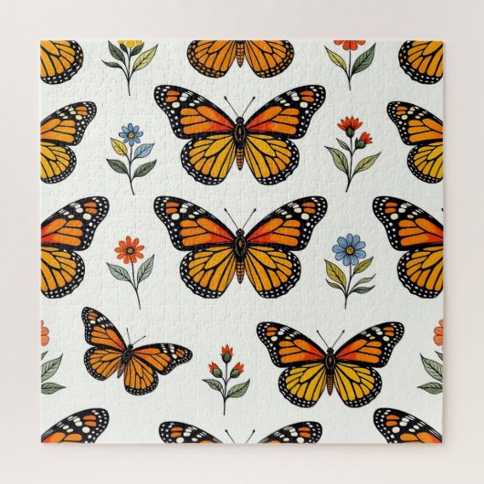 Puzzle Motif floral papillon monarque (Vertical)