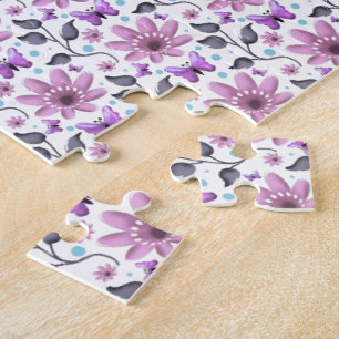 Puzzle Motif floral papillon violet Cottagecore mignon