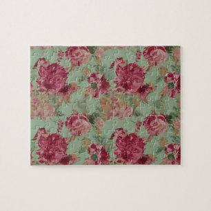 Puzzle Motif floral vintage avec fleurs de couleurs paste