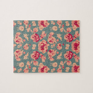 Puzzle Motif floral vintage avec fleurs de couleurs paste