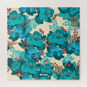 Puzzle motif floral vintage, fleurs délicates.