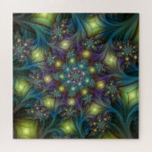 Puzzle Motif fractal bleu moderne éclairé (Horizontal)