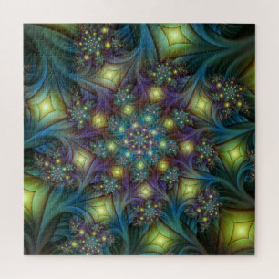 Puzzle Motif fractal bleu moderne éclairé