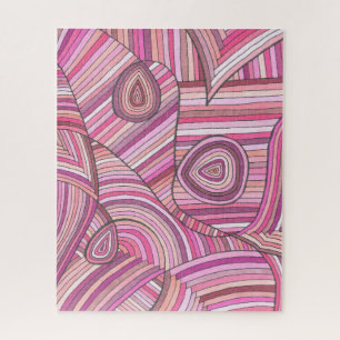 Puzzle Motif géométrique abstrait rose avec des lignes co