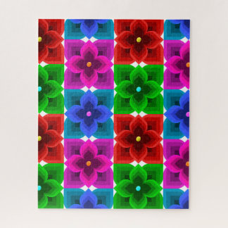 Puzzle Motif géométrique de fleurs coloré sans couture, G