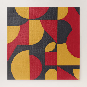 Puzzle Motif géométrique gras rouge jaune gris du milieu 