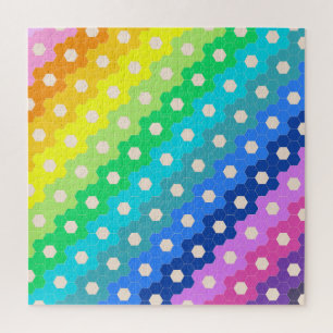 Puzzle Motif géométrique Hexagon arc-en-ciel lumineux