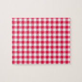 Puzzle Motif Gingham Rouge et Blanc Classique Rustique (Horizontal)