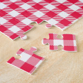 Puzzle Motif Gingham Rouge et Blanc Classique Rustique (Côté)