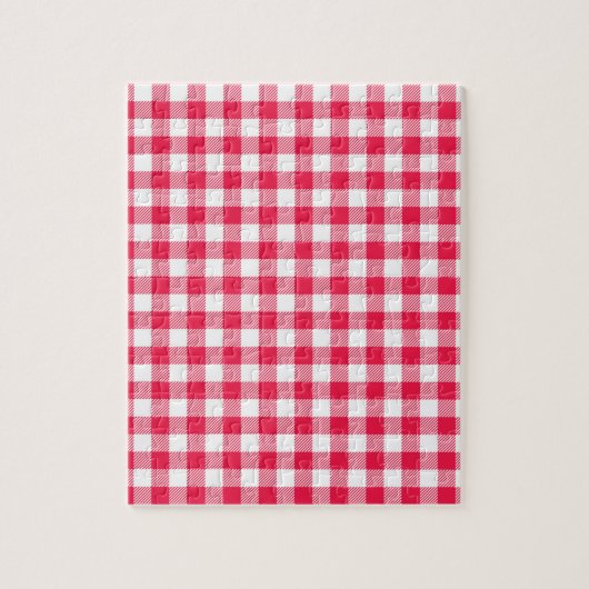 Puzzle Motif Gingham Rouge et Blanc Classique Rustique (Vertical)
