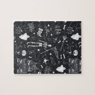 Puzzle • Motif gothique Halloween pooky - Noir et Blanc