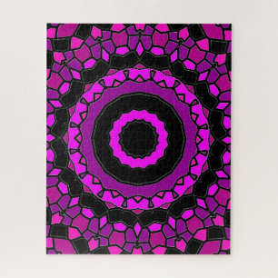 Puzzle Motif kaléidoscope rose et noir