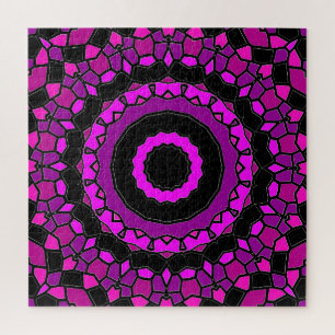 Puzzle Motif kaléidoscope rose et noir