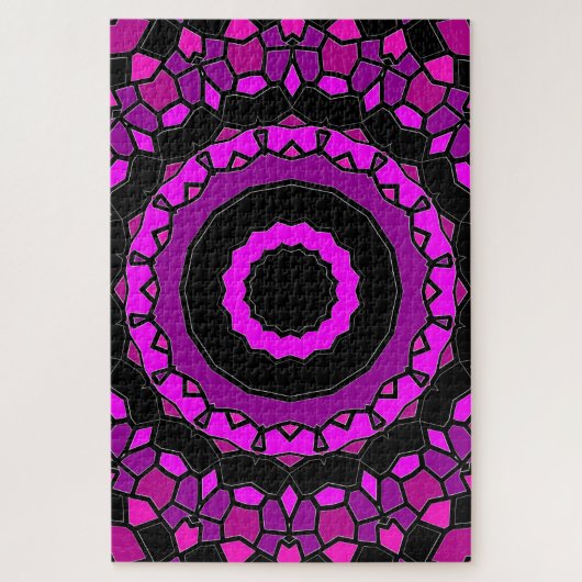 Puzzle Motif kaléidoscope rose et noir (Vertical)