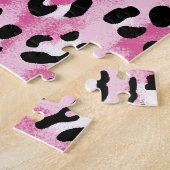 Puzzle Motif Léopard Blanc Rose. (Côté)