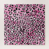 Puzzle Motif Léopard Blanc Rose. (Horizontal)
