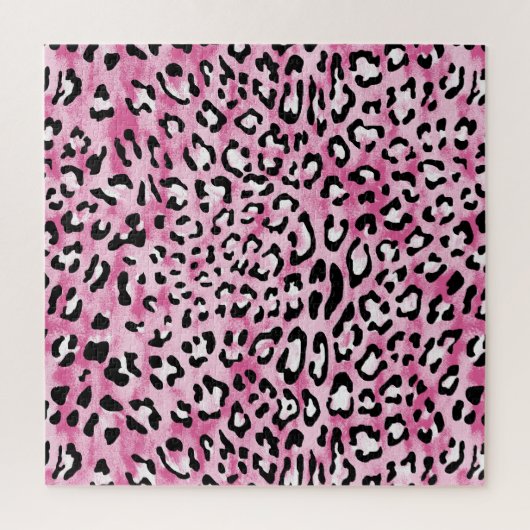 Puzzle Motif Léopard Blanc Rose. (Vertical)