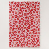 Puzzle Motif léopard des coeurs en rouge sur blush (Vertical)