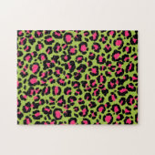 Puzzle Motif léopard en framboise sur Lime Green (Horizontal)